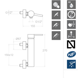 Фото Смеситель для душа RamonSoler DRAKO 3308T3 Хром