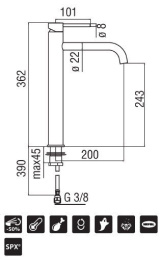 NOBILI Live LV00128IX Смеситель для раковины (мат.нерж.сталь)
