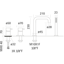 Смеситель для ванны Cisal Xion XI001260D1, серый
