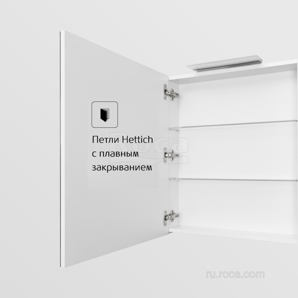 Фото Зеркальный шкаф Roca Oleta (A857645806) белый глянцевый