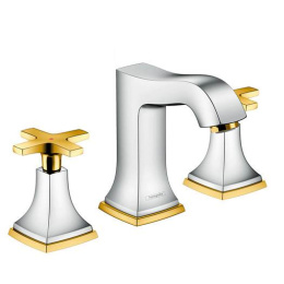 Смеситель для раковины на 3 отверстия 31306090 Hansgrohe Metropol Classic (хром, золото)