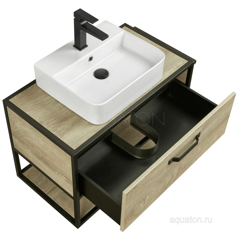 Фото Тумба под раковину Aquaton Лофт Фабрик 80 дуб эндгрейн 1A242401LTDU0