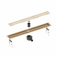 Душевой лоток TIMO Drain System 900 DS230109/17 с вставкой "lines", Золото матовое