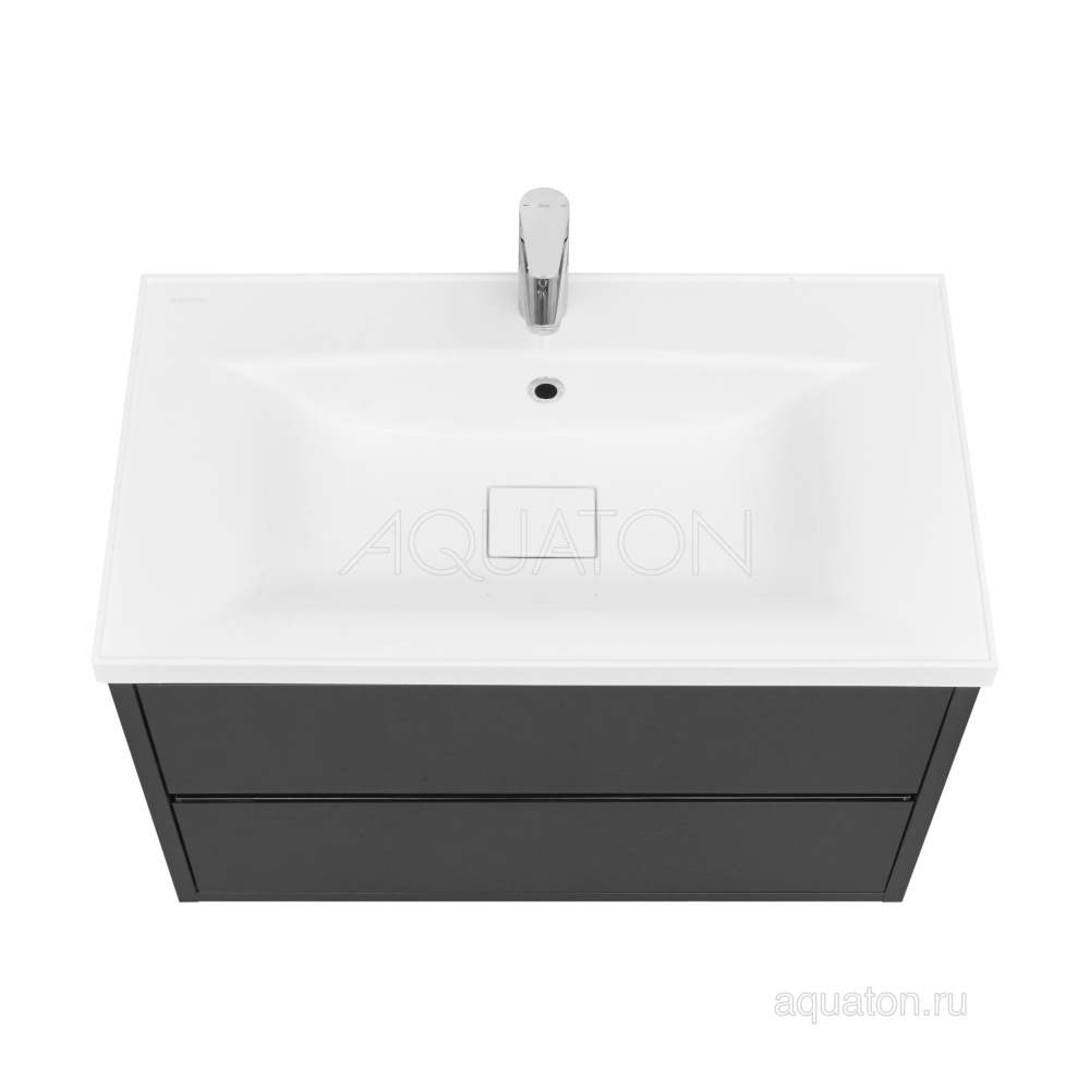 Тумба под раковину Aquaton Римини 80 черный глянец 1A226701RN950 NEW