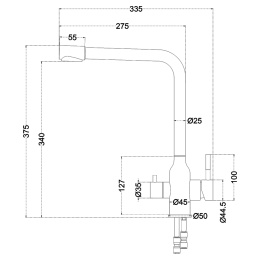 MELANA Смеситель д/кухни-F610304 Stello нерж.сталь, с переключателем на фильтр, однорычажный, сатин