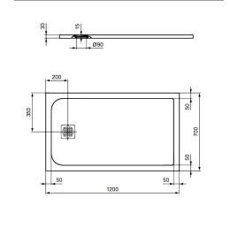 Душевой поддон K8230FR Ideal Standard Ultraflat S (белый)