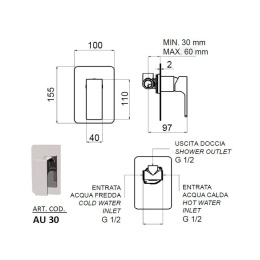 Remer Absolute AU30KBNO Смеситель для душа встраиваемый, черный матовый