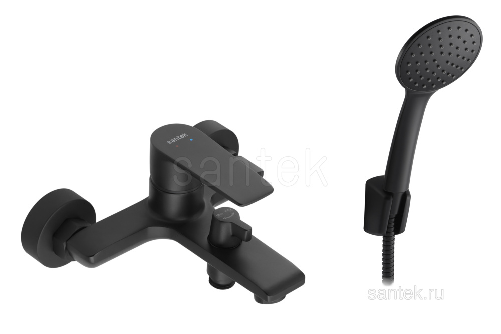 Фото Смеситель Santek Арма для ванны-душа с акссессуарами, черный WH5A10007N001