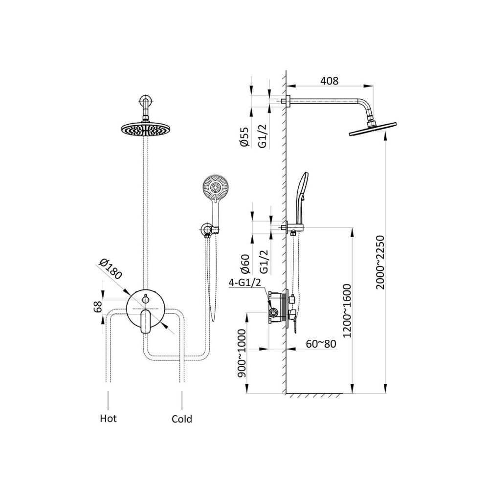 Фото Душевой комплект Vincea Desire (VSFW-1D1BG) золото брашированное