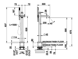Фото Смеситель для ванны Gessi Gessi316 (54028#239) сталь матовая