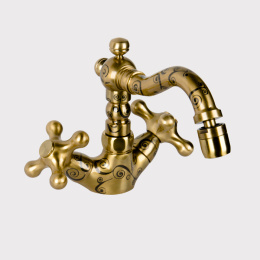 Daniel Revival Decora V6400YC 88 Смеситель для биде, с донным клапаном, античное золото/декор серый