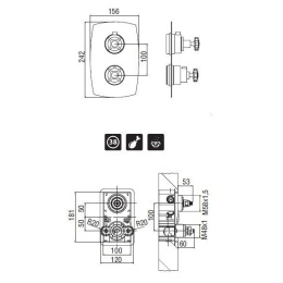 Смеситель NOBILI Carlos PrimeroT3 WE00873/JT3CR_WE42801/JCR Термостат для душа
