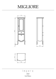 Migliore Impero 26071 Пенал-витрина L49xH161xP44 см. DX. 1 ящик 2 двери, AVORIO