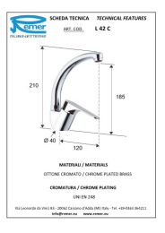 Фото Смеситель Remer для кухни RR L42C