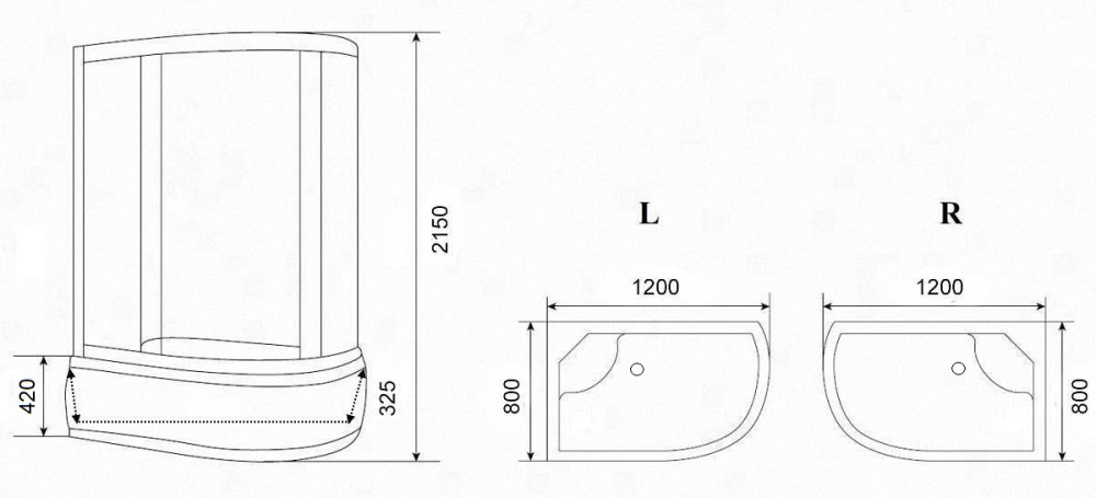 Душевая кабина 120x80x215 Parly (EF1221R) белый, Без гидромассажа, ABS-пластик, Поддон высокий