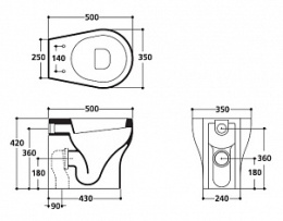 Чаша для унитаза приставного K 09 Kerasan 3616 01