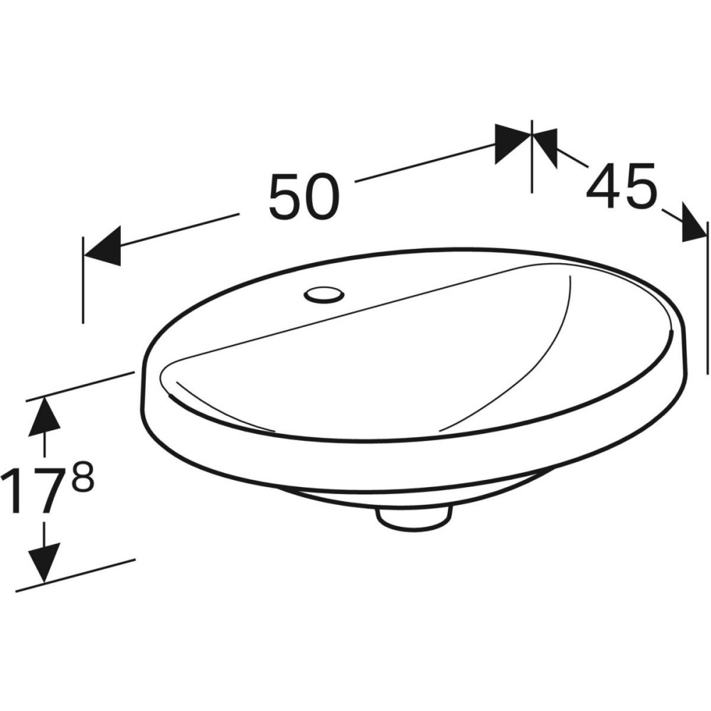 Geberit Variform 500.714.01.2 Раковина, встраиваемая сверху, накладная