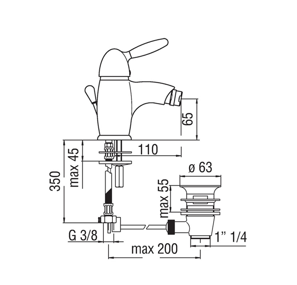 NOBILI Uniko UK119/1CR - Смеситель для биде (хром)
