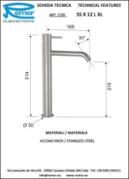 Фото Смеситель Remer для раковины RR SS X12 LXL