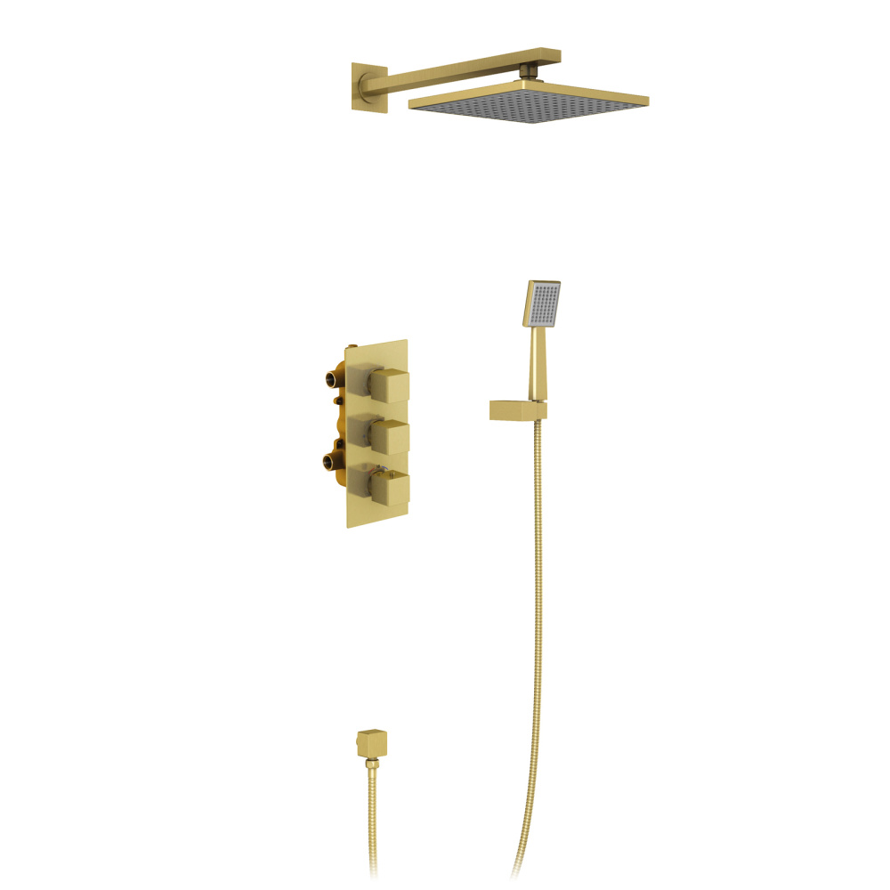 Фото Душевая система встроенная с термостатом Timo Tetra-thermo SX-0179/17SM золото матовое