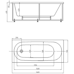 Акриловая ванна 160x70 Aquatek (OBR160-0000039), прямоугольная