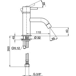 Смеситель для раковины Cisal Less Minimal LM00054021, хром
