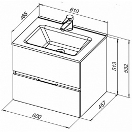 Раковина мебельная 61 см Aquanet Universal (00254363) Прямоугольная
