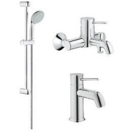Фото Grohe BauClassic 124404 Комплект смесителей с душем смеситель для ванны, раковины, душевой гарнитур