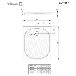 Душевой поддон из искусственного камня Radaway Zantos F 100x90x3,2 Белый M3ZNF1090-06
