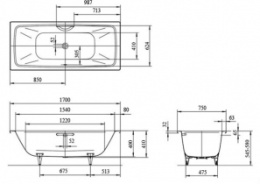 Стальная ванна KALDEWEI Cayono Duo 170x75 standard mod. 724 272400010001