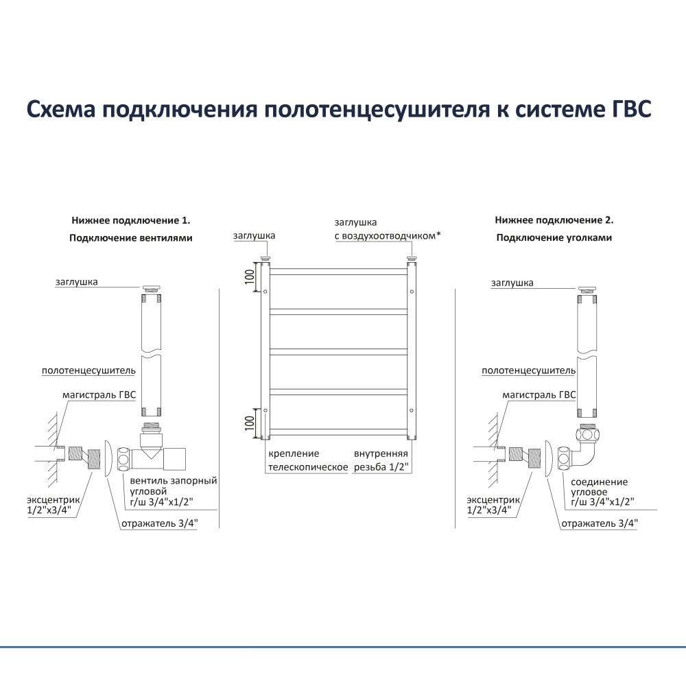 Полотенцесушитель водяной Aquatek Поларис (AQ KO1610CH), цвет хром
