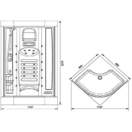 Душевая кабина 95x95x227 Aquanet (00172256) С гидромассажем, Акрил, Поддон низкий