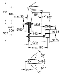 Смеситель для раковины Grohe Eurodisc Cosmopolitan (23448002) стандартный
