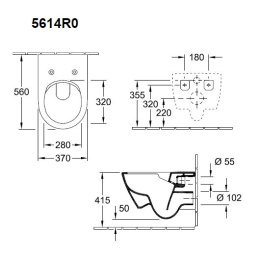 Фото Подвесной унитаз Villeroy&Boch Subway 2.0 (5614R0I4) безободковый, графит, CeramicPlus