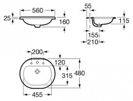 Раковина встраиваемая 56 см Roca Coral (327898000) белый