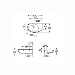 Раковина 68 см Roca Dama Senso (327519000) белый