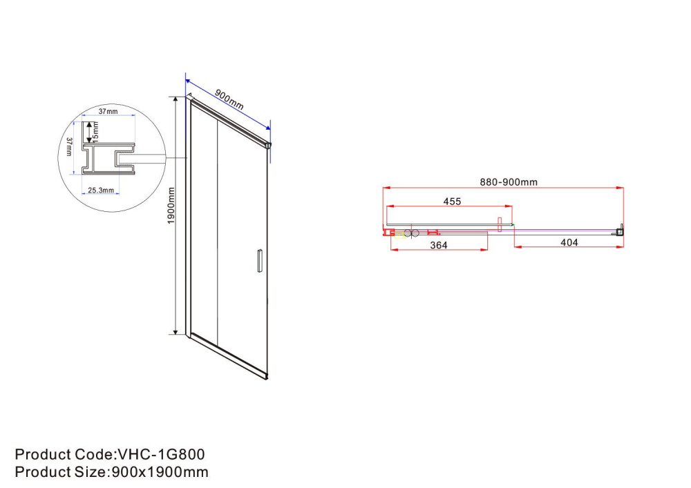 Душевой уголок Vincea Garda (VSS-1G9012CGB) черный