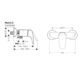 Смеситель для душа Hansgrohe Metris E (31670000) хром