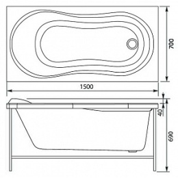Акриловая ванна 150x70 Aquanet (00169207), Гидромассаж: есть (уже установлен)