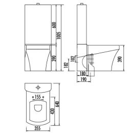 CREAVIT SORTI SR310-00CB00E-0000 Чаша унитаза с биде SR310.00000