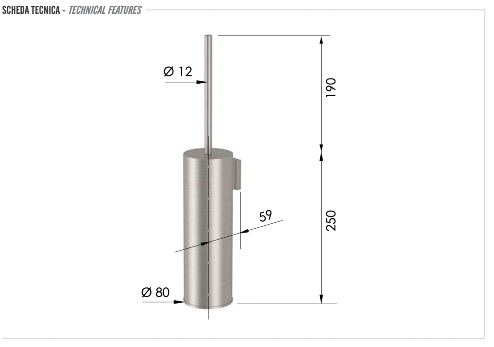 Фото Ершик настенный Remer INOX SSXI66, нержавеющая сталь