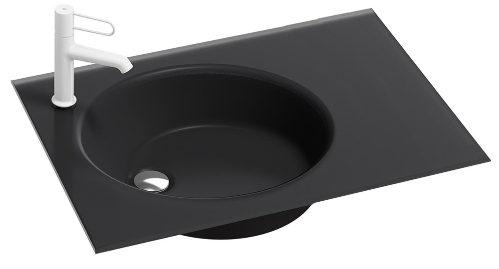 Фото Стеклянная раковина Jacob Delafon Odeon Rive Gauche EB2562-DE2, 80 см, черный, матовый