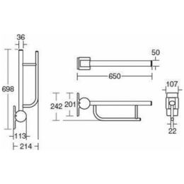 Складной поручень 65 см Ideal Standard CONTOUR S6361LJ
