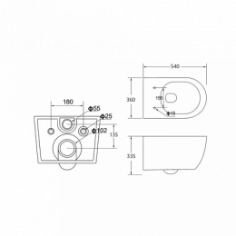 Фото Чаша подвесного унитаза CEZARES MOLVENO CZR-2468-TH-R