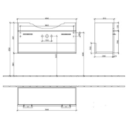 Тумба под раковину A286N1BM VILLEROY&BOCH Central Line, 950 x 492 x 310 мм
