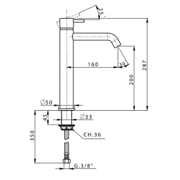 Смеситель для раковины Cisal Less New LN00354040, черный