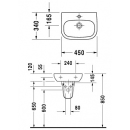 Раковина 45 см Duravit D-Code 07054500002, белый