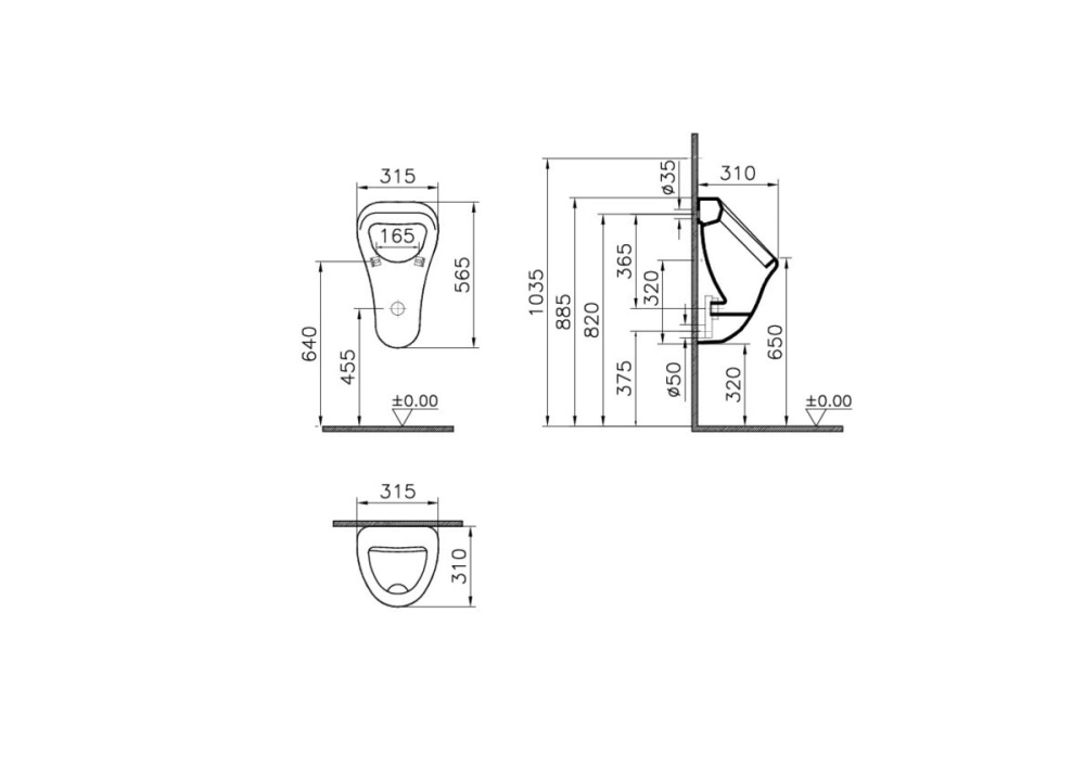 Фото Писсуар VitrA Arkitekt (Аркитект) 6201B003-0199 настенный белый