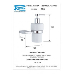 Фото Remer Flat FT13CR Дозатор для жидкого мыла подвесной (белый | хром)