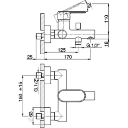 Фото Смеситель для ванны Cisal LineaViva LV00013021, хром